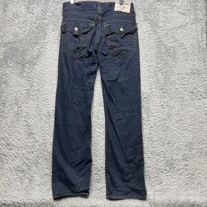 True Religion Jeans Mens 34x31 Blue Straight Flap Back Pockets World Tour